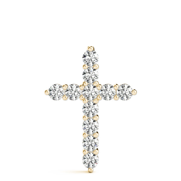 1/10 CT Natural Diamond Cross Pendant In 10K Solid White & Yellow Gold With Chain