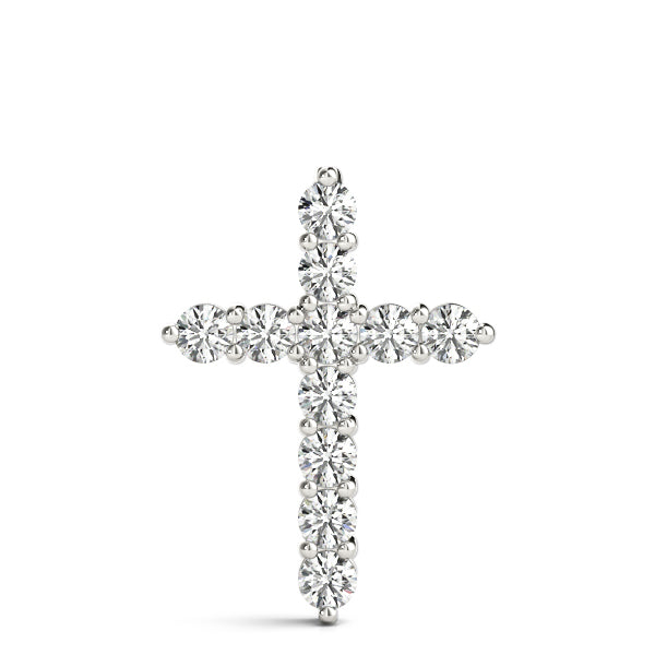 1/10 CT Natural Diamond Cross Pendant In 10K Solid White & Yellow Gold With Chain