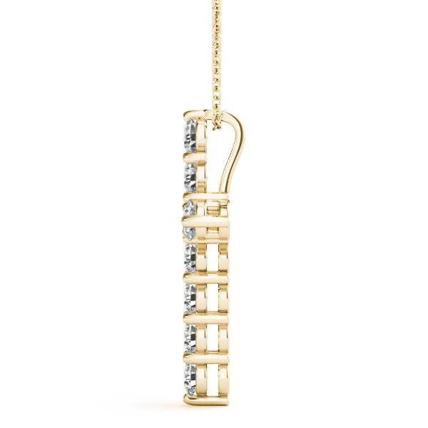 1/10 CT Natural Diamond Cross Pendant In 10K Solid White & Yellow Gold With Chain