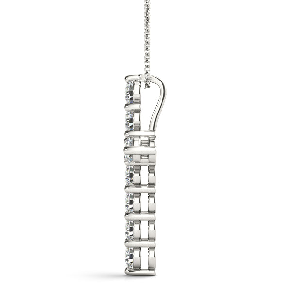 Cross Pendant 1/2 Ct HI/I1I2 Natural Diamond Necklace In 14K Solid White & Yellow Gold With Box Chain