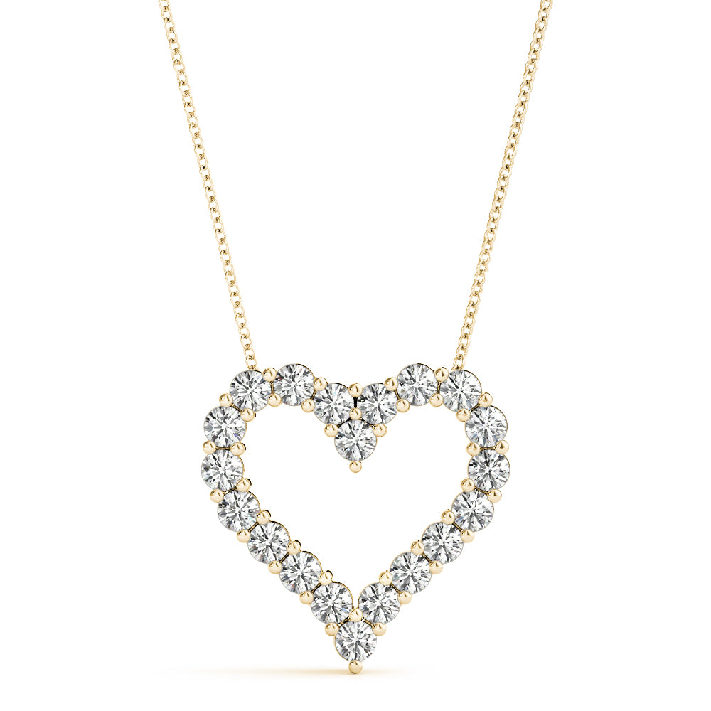 0.60 Ct Natural Diamond Heart Shape Pendant Necklace In 10K Solid White, Rose  & Yellow Gold