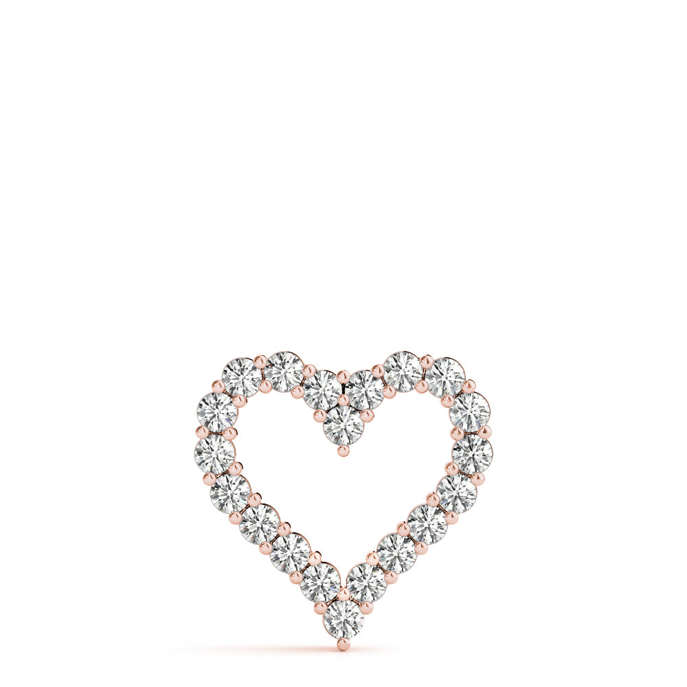 0.60 Ct Natural Diamond Heart Shape Pendant Necklace In 10K Solid White, Rose  & Yellow Gold