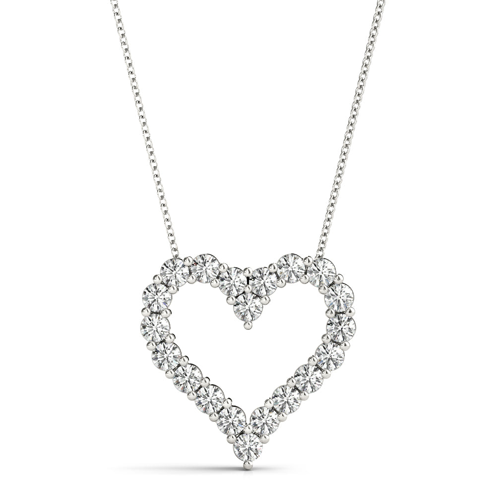 0.60 Ct Natural Diamond Heart Shape Pendant Necklace In 10K Solid White, Rose  & Yellow Gold
