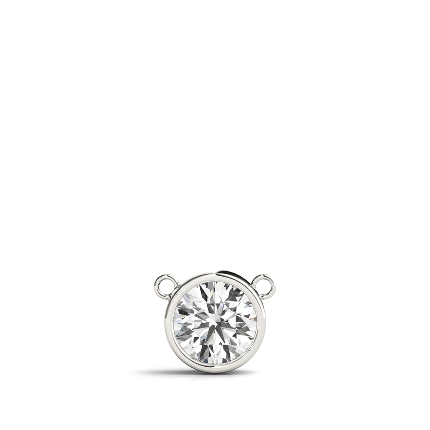 1/4 Ct Round Diamond Bezel Set Pendant Necklace in 14K White Gold