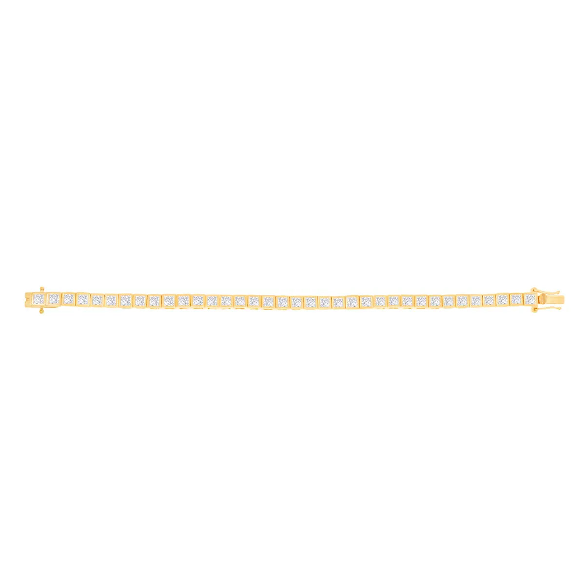 4.7 Ct Princess-Cut Natural Diamond Tennis Box Link Bracelet in 14K Gold