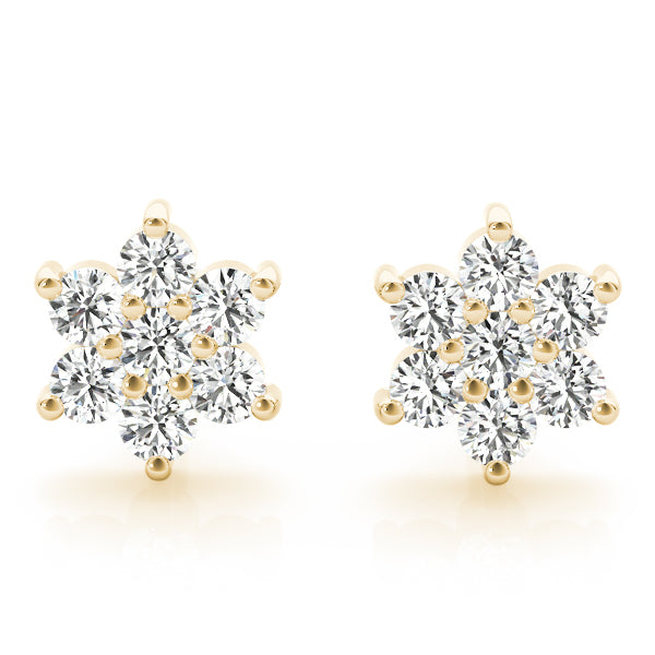 10K White/ Rose & Yellow Gold 0.21 Carat Diamond Stud Earrings