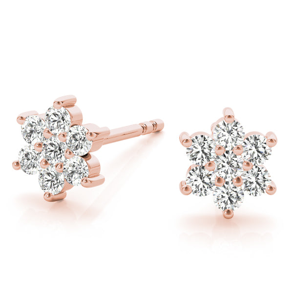 10K White/ Rose & Yellow Gold 0.21 Carat Diamond Stud Earrings