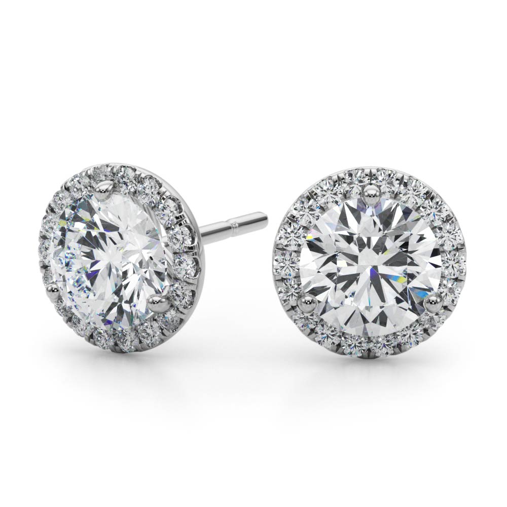 0.32 cttw Halo Round Diamond Stud Earrings In 14K Solid White Gold
