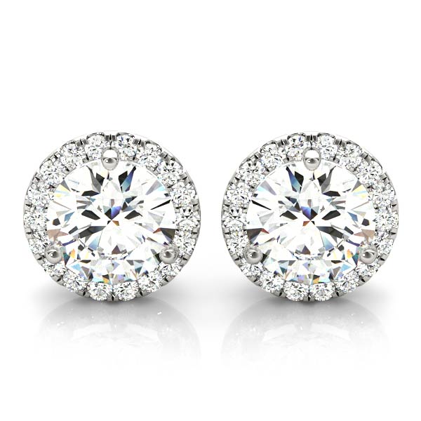 0.32 cttw Halo Round Diamond Stud Earrings In 14K Solid White Gold
