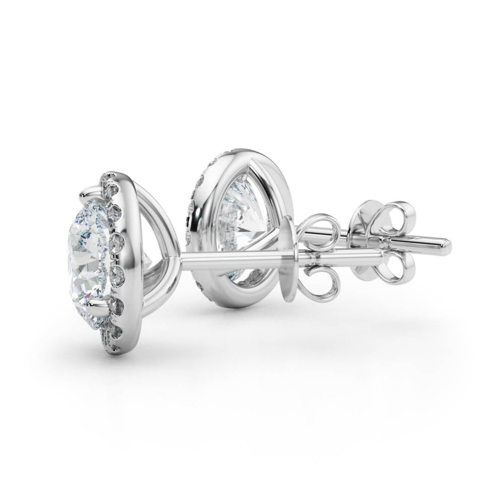 0.32 cttw Halo Round Diamond Stud Earrings In 14K Solid White Gold