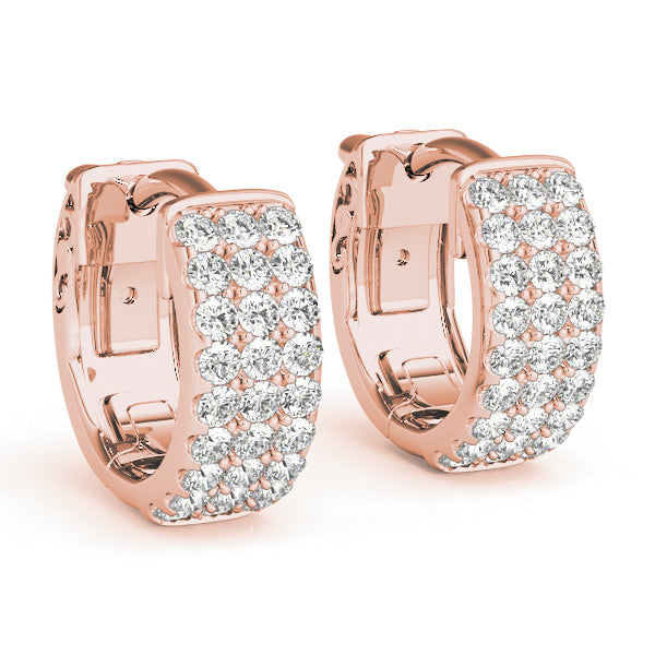 1/2 Carat FG/VS1 Round Diamond Hoop Earrings In 14K Solid Rose/ White & Yellow Gold