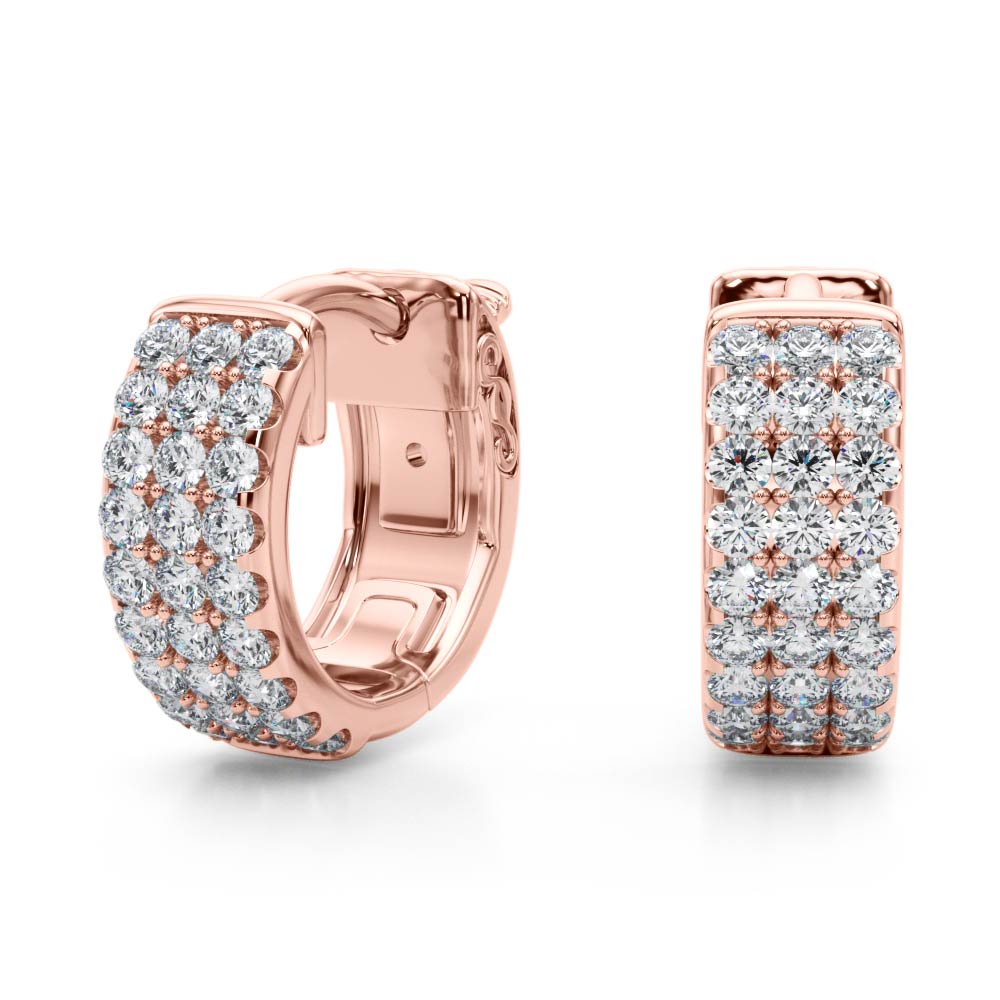 1/2 Carat FG/VS1 Round Diamond Hoop Earrings In 14K Solid Rose/ White & Yellow Gold
