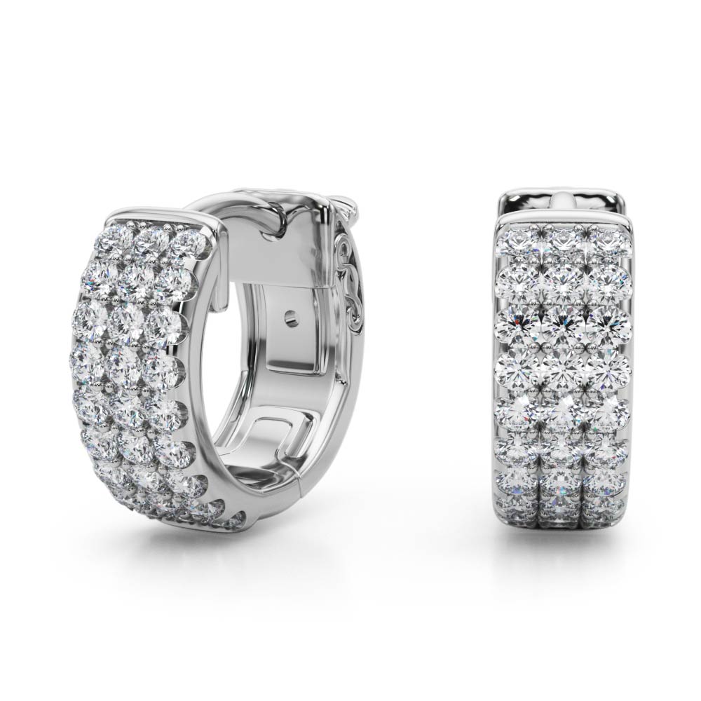 1/2 Carat FG/VS1 Round Diamond Hoop Earrings In 14K Solid Rose/ White & Yellow Gold