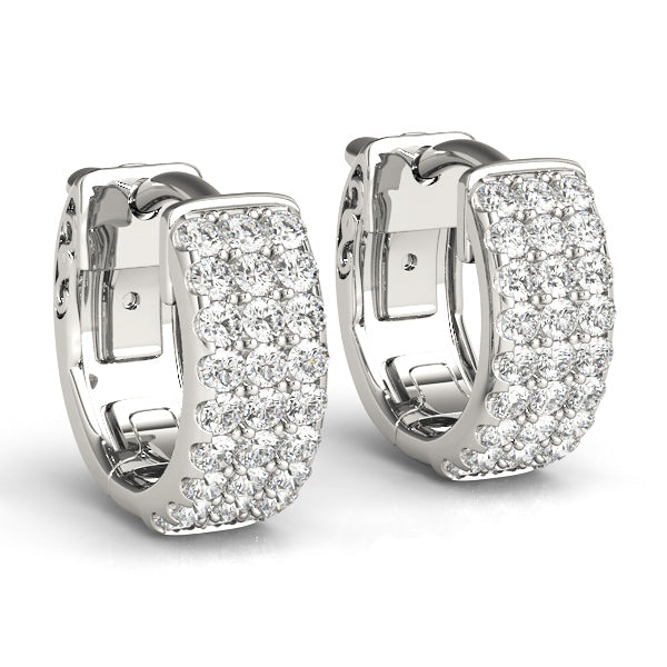 1/2 Carat FG/VS1 Round Diamond Hoop Earrings In 14K Solid Rose/ White & Yellow Gold