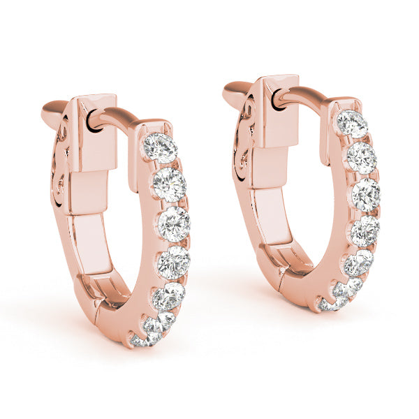 0.28 Ct Diamond 5-Inch 1-Row Hoop Earrings – 14K White, Yellow & Rose Gold