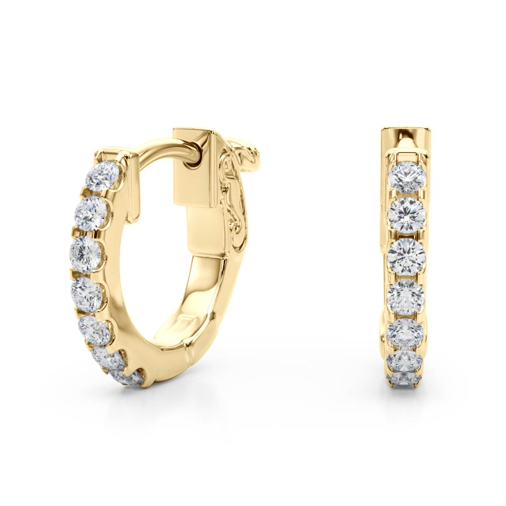 0.28 Ct Diamond 5-Inch 1-Row Hoop Earrings – 14K White, Yellow & Rose Gold