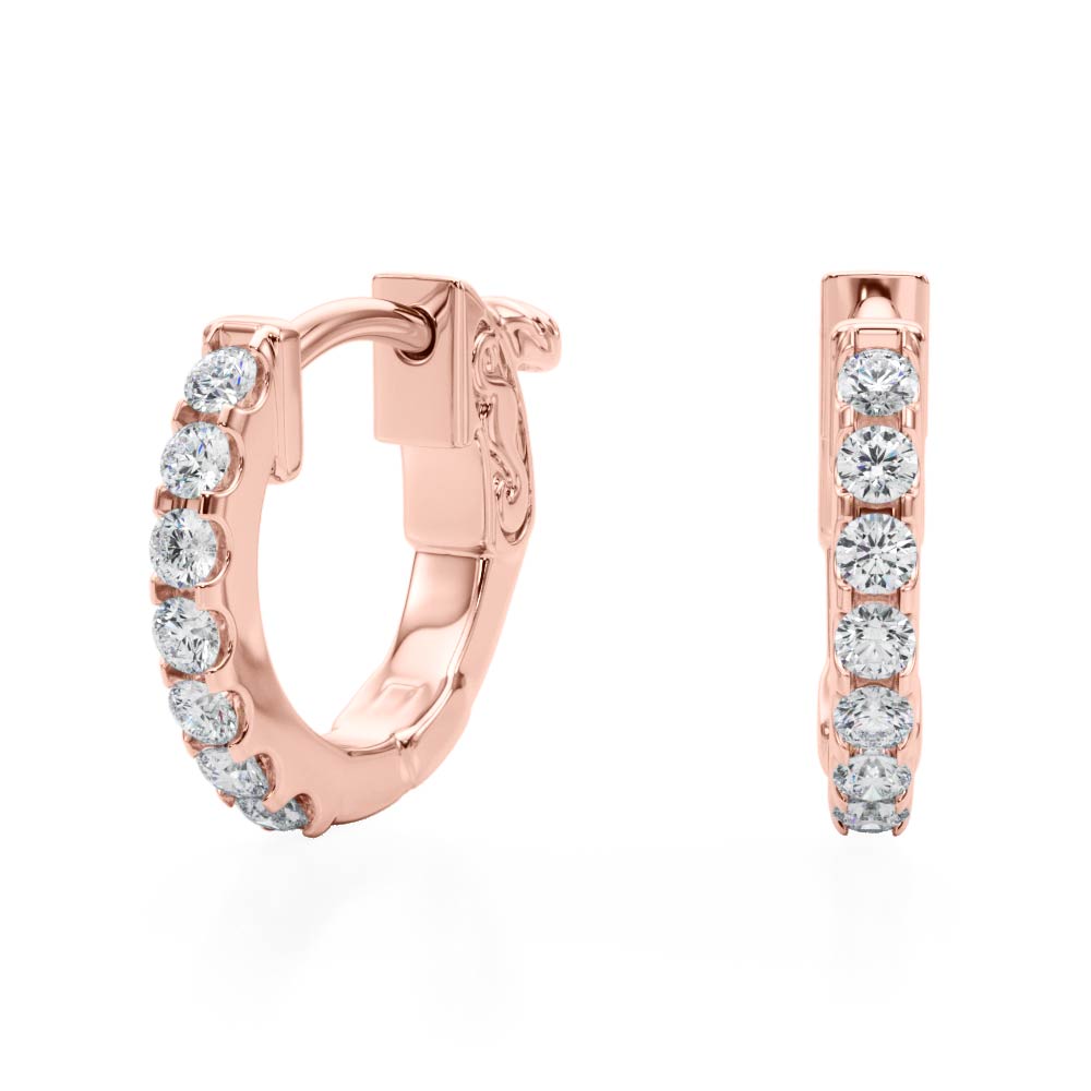 0.28 Ct Diamond 5-Inch 1-Row Hoop Earrings – 14K White, Yellow & Rose Gold