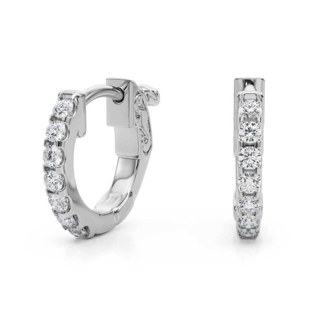 0.28 Ct Diamond 5-Inch 1-Row Hoop Earrings – 14K White, Yellow & Rose Gold