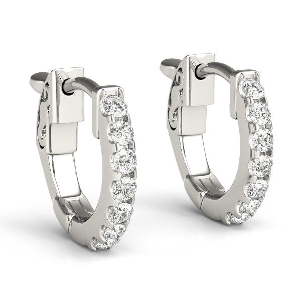 0.28 Ct Diamond 5-Inch 1-Row Hoop Earrings – 14K White, Yellow & Rose Gold
