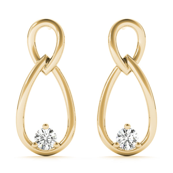 0.14 Carat Two Stone Diamond Earrings In 14K Solid Rose White & Yellow Gold