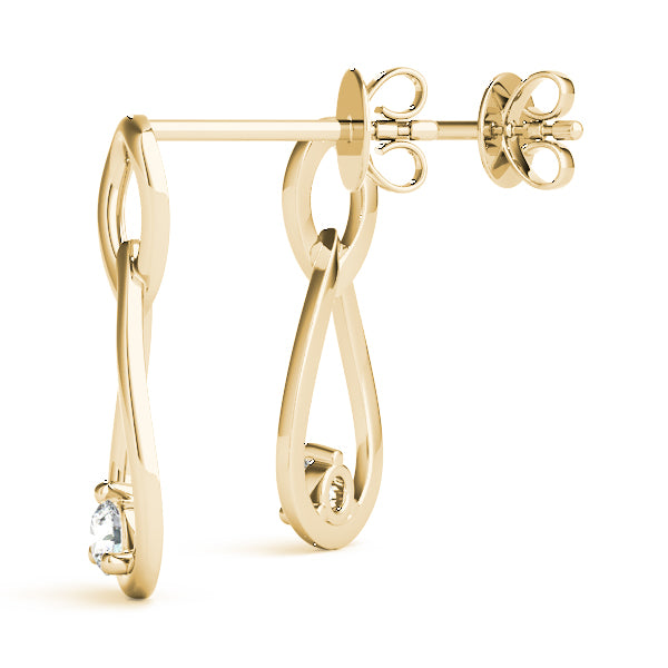 0.14 Carat Two Stone Diamond Earrings In 14K Solid Rose White & Yellow Gold