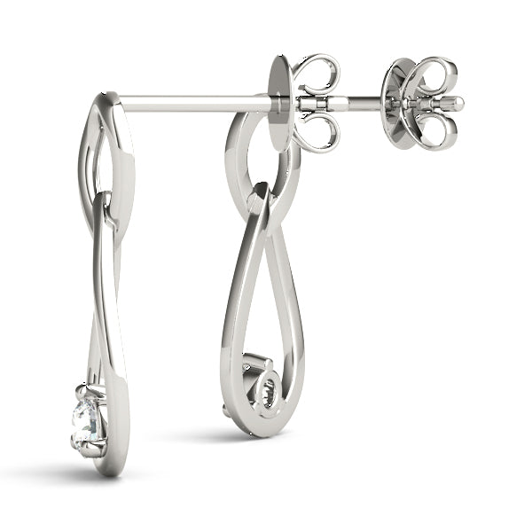 0.14 Carat Two Stone Diamond Earrings In 14K Solid Rose White & Yellow Gold