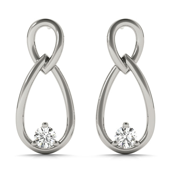 0.14 Carat Two Stone Diamond Earrings In 14K Solid Rose White & Yellow Gold
