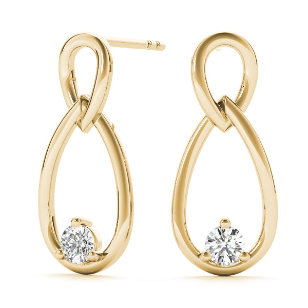 0.14 Carat Two Stone Diamond Earrings In 14K Solid Rose White & Yellow Gold
