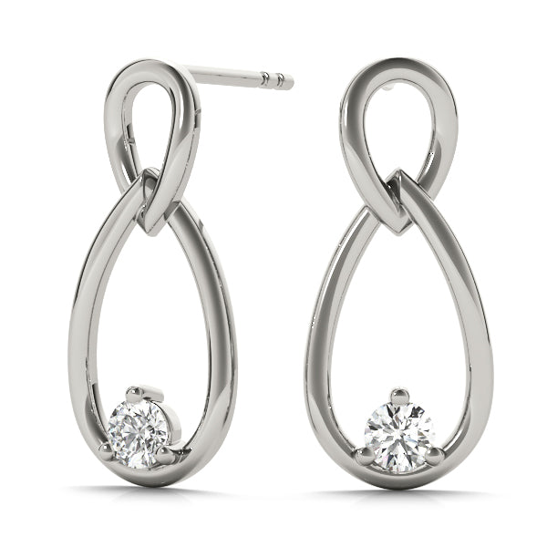0.14 Carat Two Stone Diamond Earrings In 14K Solid Rose White & Yellow Gold