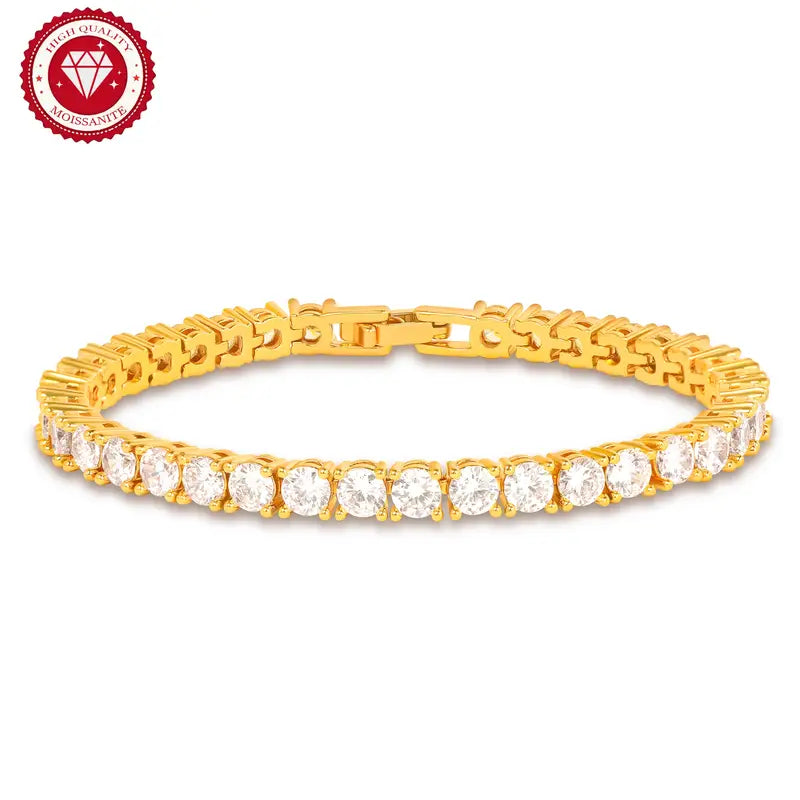 4mm Round Cut Moissamite Tennis Bracelet, Valentine'S Day Gift, Women'S Bracelet