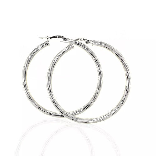 40mm High Quality Italy 925 Sterling Silver Big Twisted Hoop Earrings