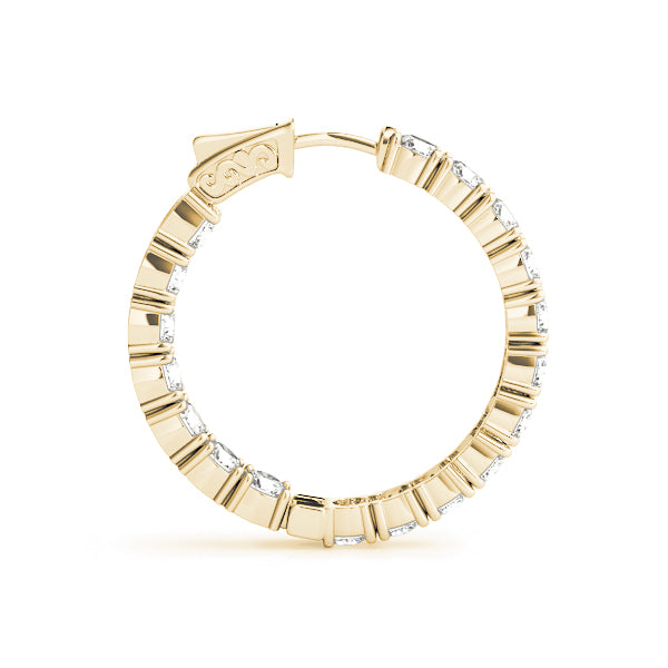 3.5 Carat Round Diamond FG/VS1 Prong Set Diamond Hoop Earrings In 14K Gold