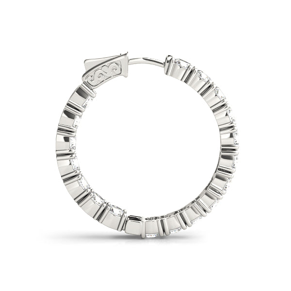 3.5 Carat Round Diamond FG/VS1 Prong Set Diamond Hoop Earrings In 14K Gold