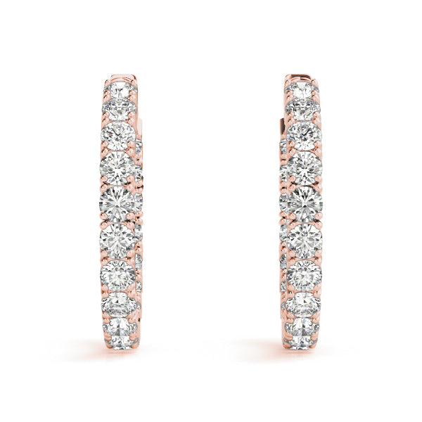 3.5 Carat Round Diamond FG/VS1 Prong Set Diamond Hoop Earrings In 14K Gold