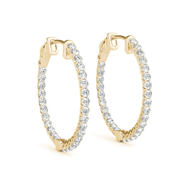0.75 Ct FG/VVS1 Brilliant Cut Round Diamond 20MM Hoop Earrings In 10K White & Yellow Gold