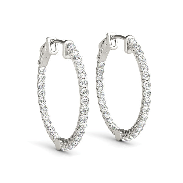 0.75 Ct FG/VVS1 Brilliant Cut Round Diamond 20MM Hoop Earrings In 10K White & Yellow Gold
