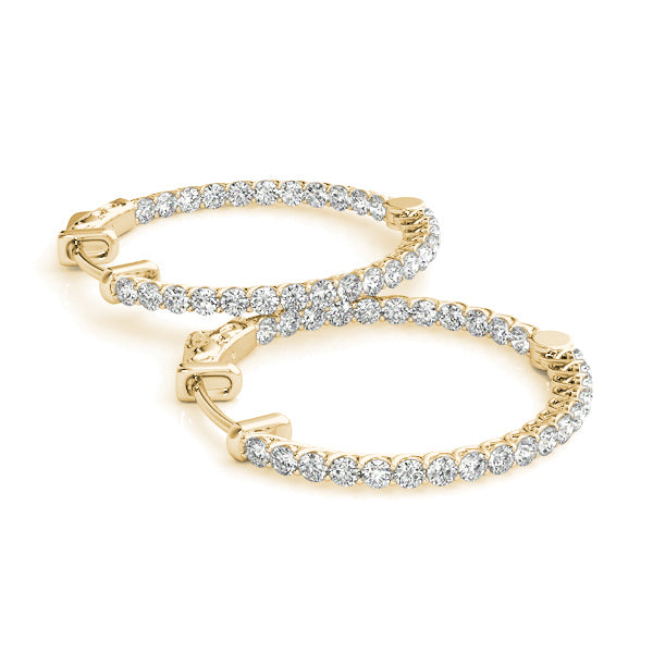0.75 Ct FG/VVS1 Brilliant Cut Round Diamond 20MM Hoop Earrings In 10K White & Yellow Gold