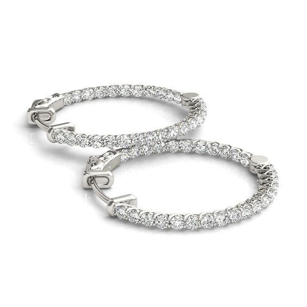 0.75 Ct FG/VVS1 Brilliant Cut Round Diamond 20MM Hoop Earrings In 10K White & Yellow Gold