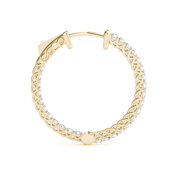 0.75 Ct FG/VVS1 Brilliant Cut Round Diamond 20MM Hoop Earrings In 10K White & Yellow Gold