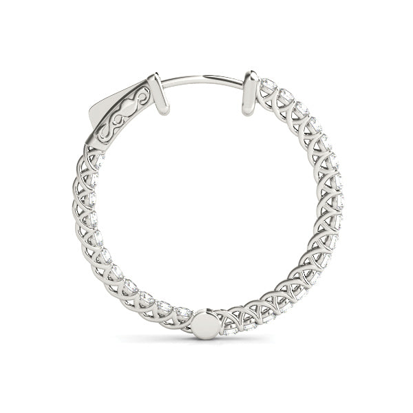 0.75 Ct FG/VVS1 Brilliant Cut Round Diamond 20MM Hoop Earrings In 10K White & Yellow Gold