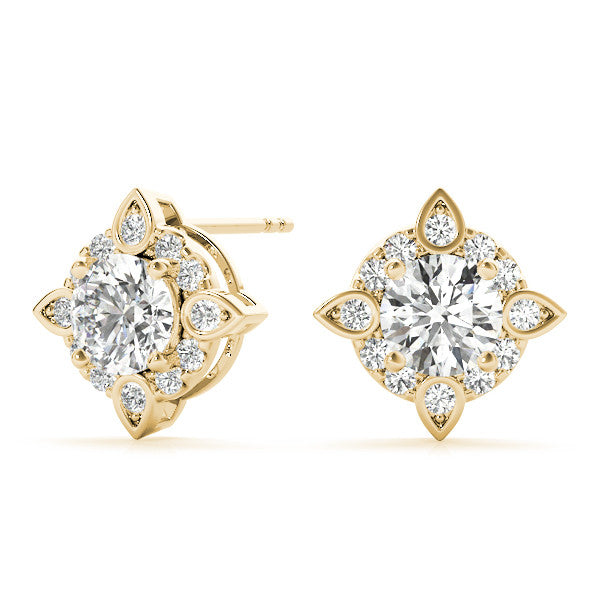 Stud Earrings 0.65 Carat Brilliant FG/VVS1 Round Diamond In 10K Solid Yellow Gold