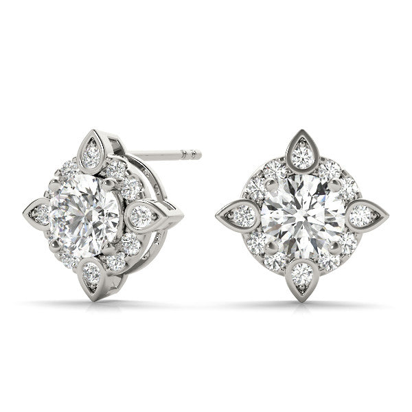 Stud Earrings 0.65 Carat Brilliant FG/VVS1 Round Diamond In 10K Solid White Gold