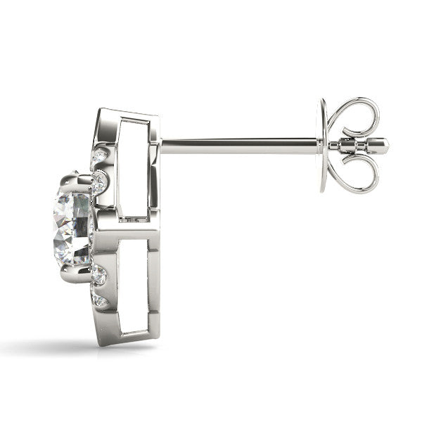 Stud Earrings 0.65 Carat Brilliant FG/VVS1 Round Diamond In 10K Solid White Gold
