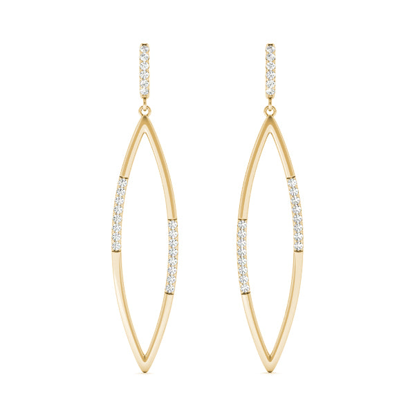 0.20 Carat Diamond Dangle Earrings In 10K Gold