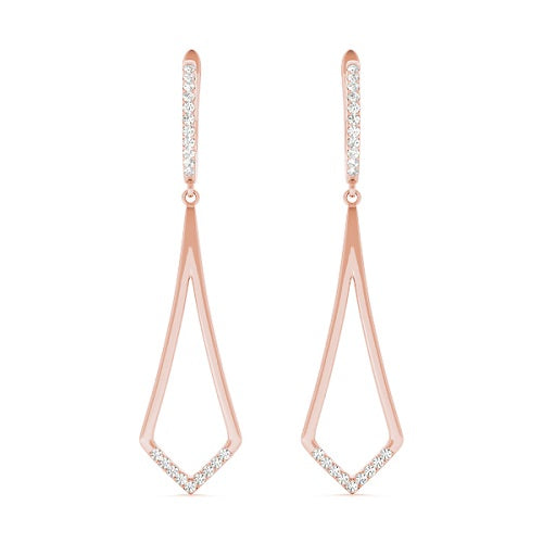 0.21 Carat Round Diamond Earrings In 14K Solid Rose Gold