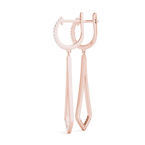 0.21 Carat Round Diamond Earrings In 14K Solid Rose Gold