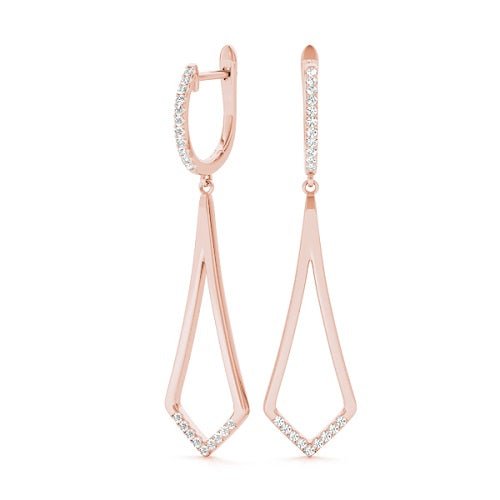 0.21 Carat Round Diamond Earrings In 14K Solid Rose Gold