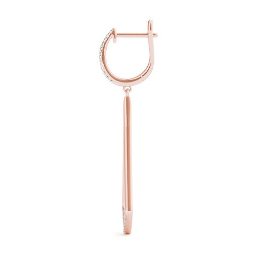 0.21 Carat Round Diamond Earrings In 14K Solid Rose Gold