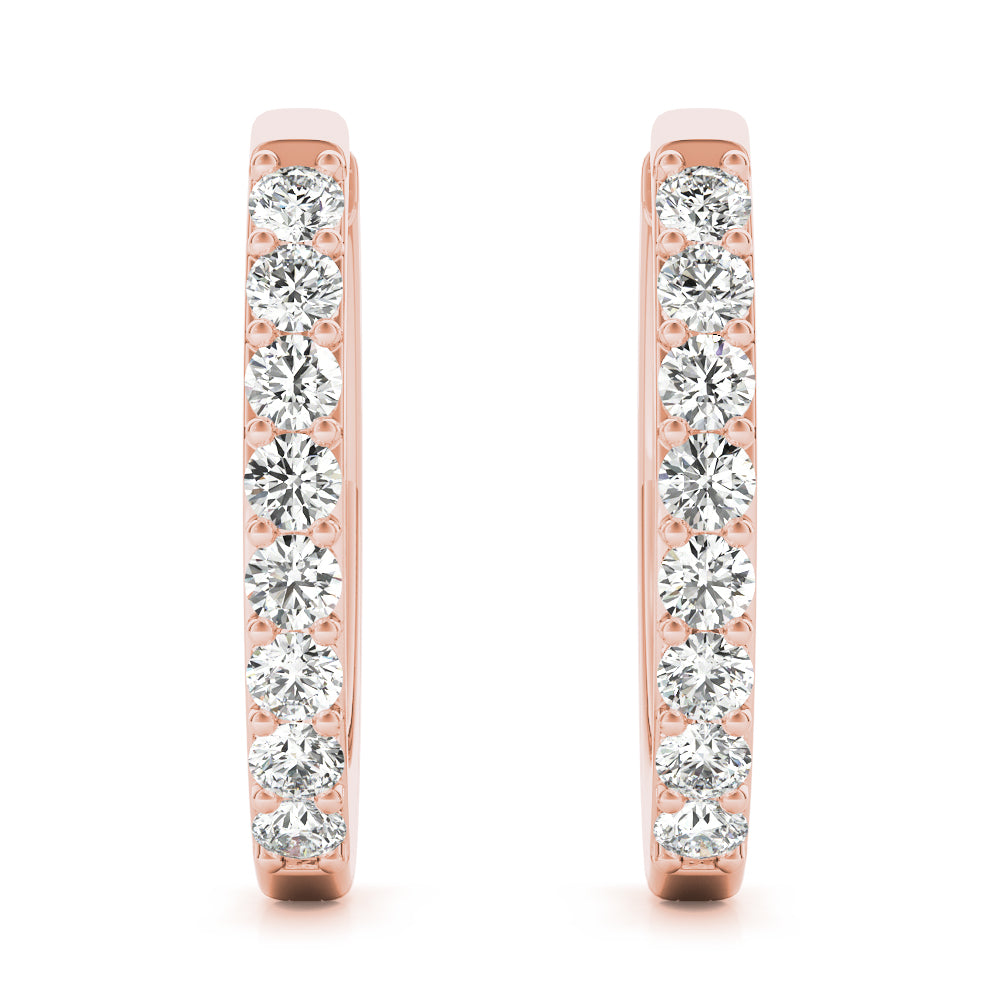 0.30 Ct Round Brilliant Diamond Hoop Earrings In 14k White / Rose & Yellow Gold