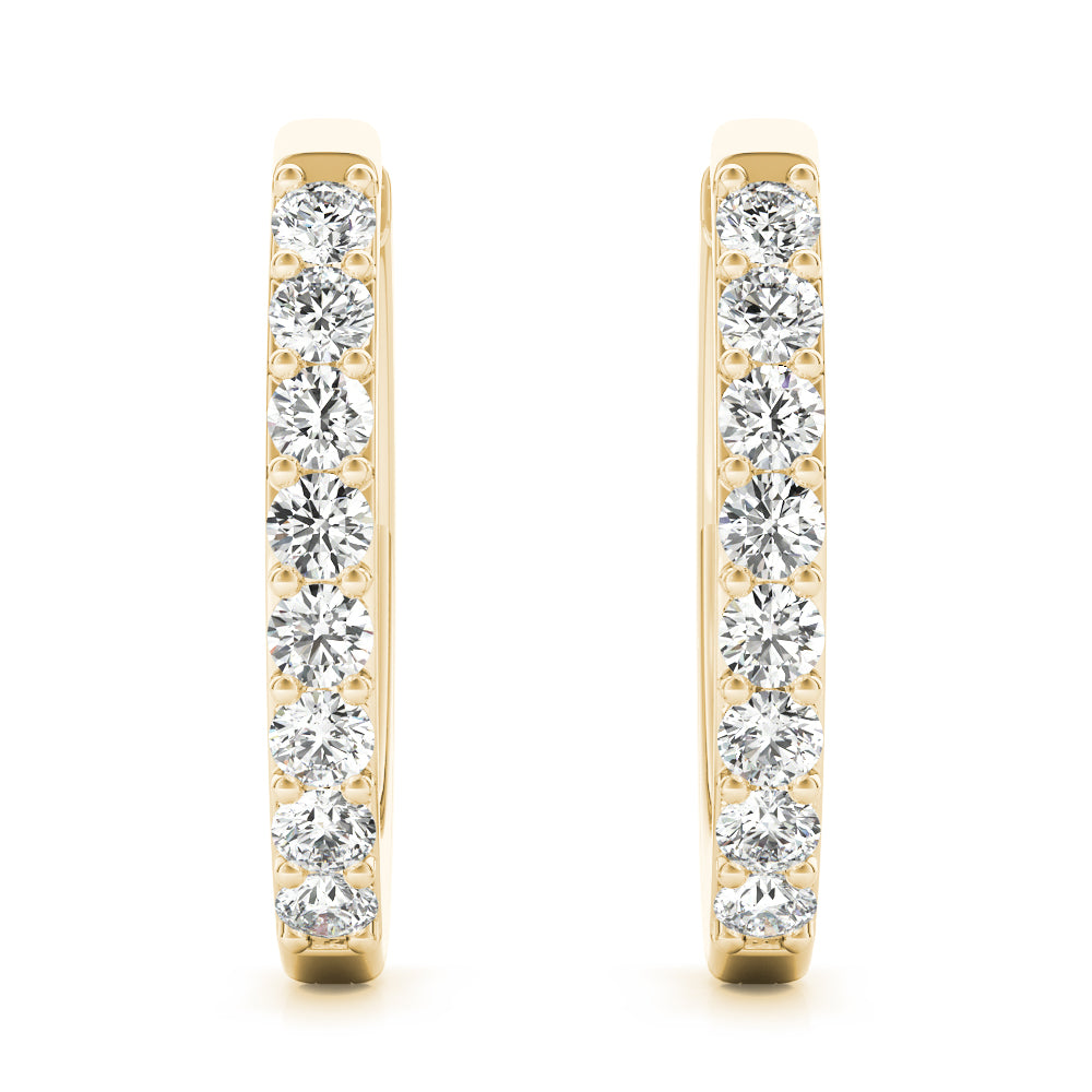 0.30 Ct Round Brilliant Diamond Hoop Earrings In 14k White / Rose & Yellow Gold